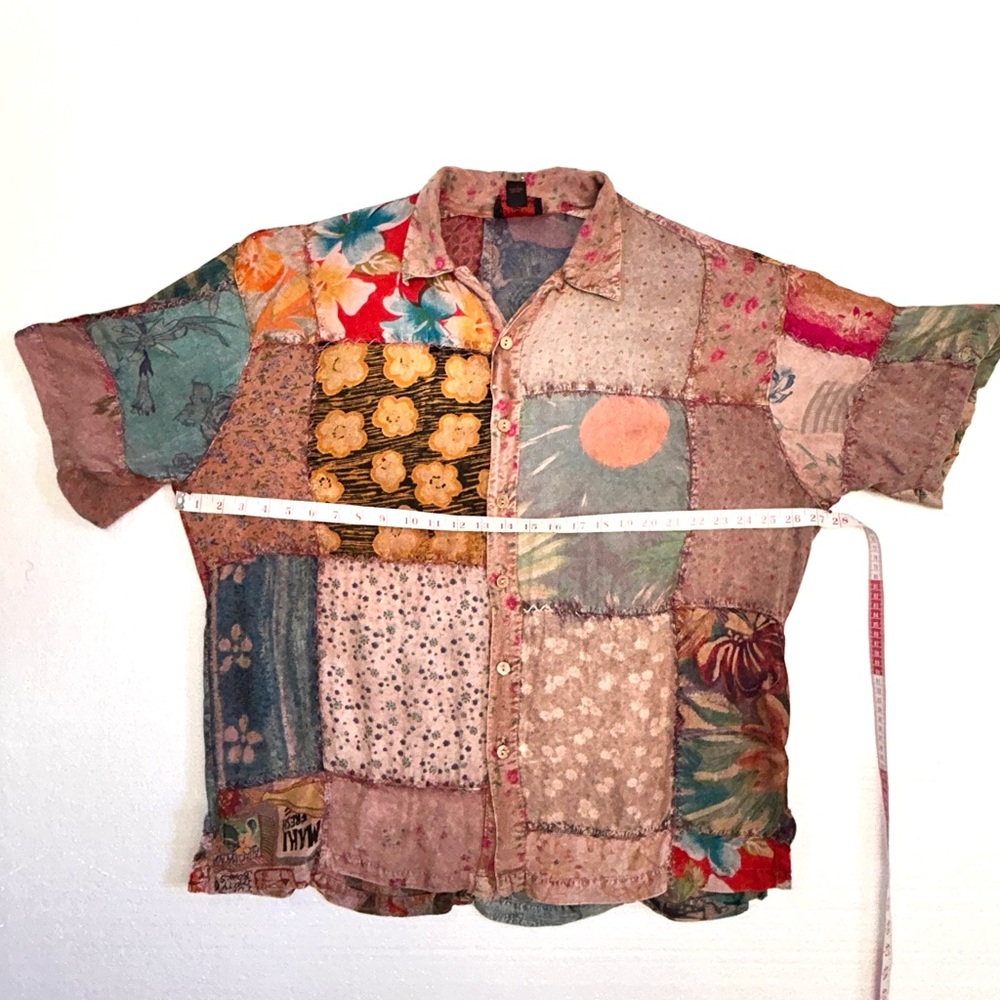 Sacred Threads Multicolor Patchwork Button Down S… - image 9